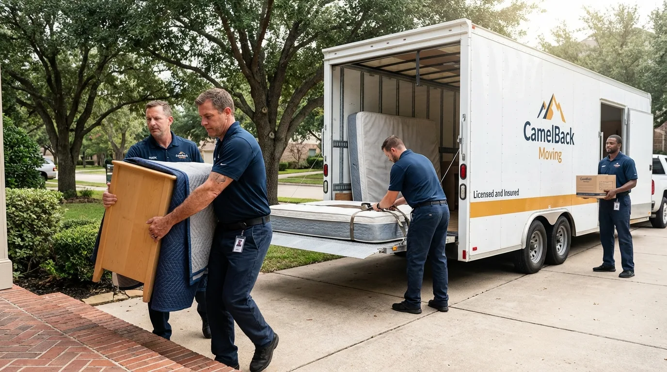 Crew loading residential truck for cross-state move from Lexington, MO